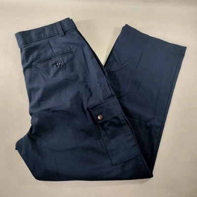 Брюки рабочие женские Aramark прямые плоские спереди темно-синие грузовая форма размер 16 - Изображение 1 из 4