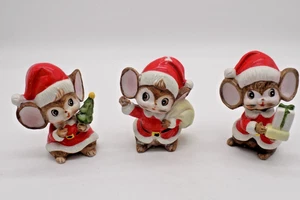 Estatuillas vintage de ratones de Navidad Homco Papá Noel - Imagen 1 de 8