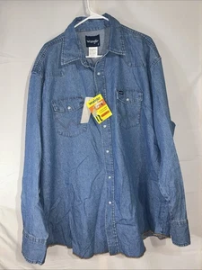 Wrangler Cowboy Cut Authentic Work Western LS Shirt Men's Size 2XL Denim NWT - Picture 1 of 9