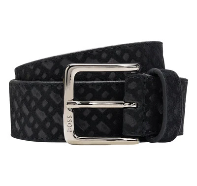 BOSS Cinturón De Cuero Suede Con Motivo Monogramas 50542202 Color Negro - Imagen 1 de 4