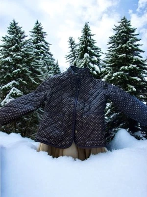 Jaqueta casaco Tommy Hilfiger infantil XS 4-5 azul marinho bolinhas - Imagem 1 de 4