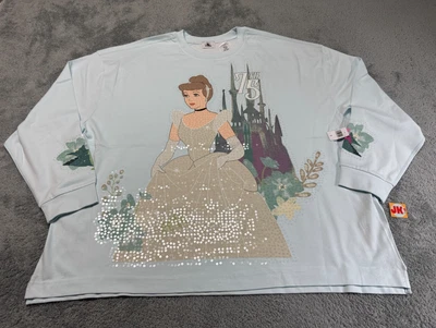 NEW Disney  Cinderella 75th Anniversary Sweater Womens 3XL Blue Sequin Jersey - Image 1 of 4