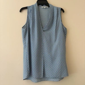 Blusa sin mangas con cuello capucha estampado geométrico rosa + azul oliva - Talla M - Imagen 1 de 4