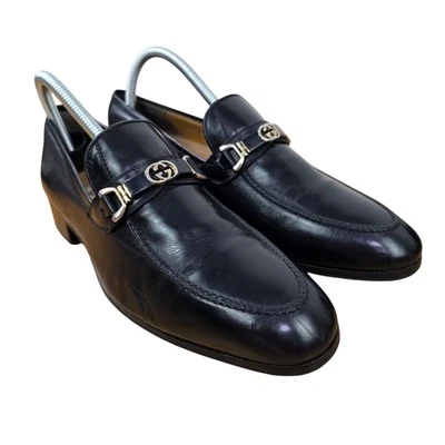 Mocasines GUCCI Interlocking G Negro GG Cuero De Colección Para Hombre Talla 40.5 EU 7-7.5 EE. UU. Foto 1 de 4