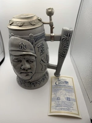 Piedra de cerveza con tapa Babe Ruth 1999 Legend of the Century con certificado de autenticidad Foto 1 de 4