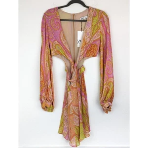 Abito Zara Paisley Ritaglio Floreale Festival Tropicale Blogger Fave Rosa Taglia XS - Foto 1 di 11