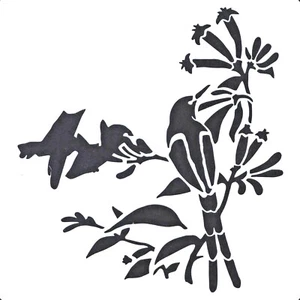Pochoir oiseau sur branche d'arbre réutilisable. Stencil bird on branch reusable - Imagen 1 de 1