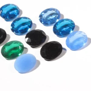 Lot (11) large 22mm Czech vintage assorted oval faceted glass rhinestones - Picture 1 of 3