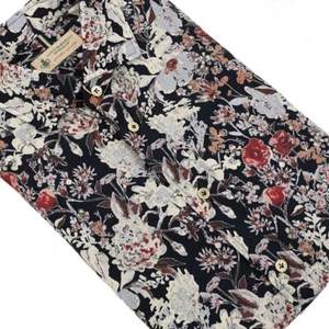 LUIGI BORRELLI Luxury Vintage Mens Black FLORAL Cotton Dress Shirt 16 Italy NWOT - Picture 1 of 2