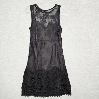 Womens Black Lace Dress Whimsy Goth Size Small Slip Gothic Sexy Party Crochet - Image 1 of 4