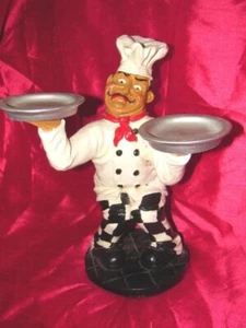 Statua statuina chef ristorante centrotavola vintage misura 11 altezza 3/4 pollici - Foto 1 di 2