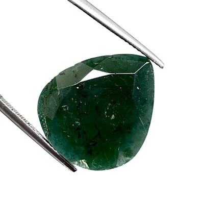 13.10 Ct Natural Green Tourmaline 21x18mm Pear Flat Cut Untreated Loose Gemstone - Image 1 of 4