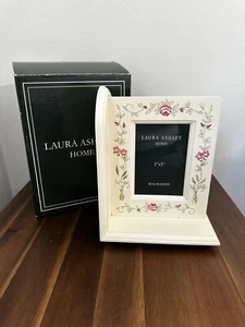 Vtg Laura Ashley Photo Frame Bookend Wood Floral Romantic Flowers Cottage Core - Picture 1 of 9