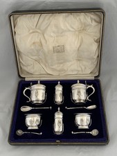 Argento Sterling OLIERA doppia 1915 LONDON Grande qualità & Senape pentola Pepper