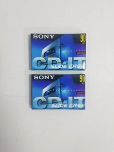 (2) Sony CD IT Cassette Tape 90 min High Bias Type II Slim Slide Case C-90CDT2A - Picture 1 of 6