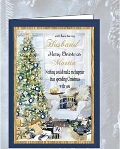 Personalisierte Weihnachtskarte Ehemann Partner Verlobter traditionelles Design und Vers - Bild 1 von 7