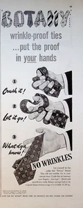 Corbatas de cuello 1951 botánica a prueba de arrugas vintage años 50 anuncio impreso aplastarlo sin arrugas - Imagen 1 de 1