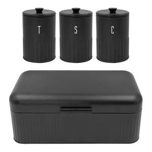 Blackmoor Callisto Tea, Coffee, Sugar, Bread Bin Storage Set / 4pc Rib Design - Picture 1 of 16