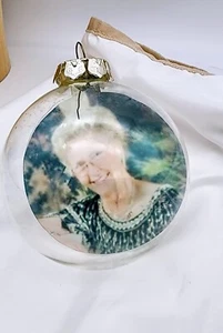 Vintage Clear Christmas Ornament Ball W/ Someone’s Grandmother’s Face - Picture 1 of 2