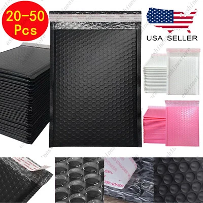 20/50 Packs Poly Bubble Mailers 4x8 6x10 inches Self Seal Adhesive Shipping Bags - Image 1 of 4
