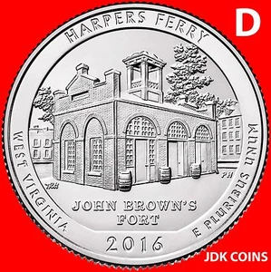 2016-D HARPERS FERRY NATIONAL HISTORICAL PARK (WV) QUARTER UNCIRCULATED - Picture 1 of 1