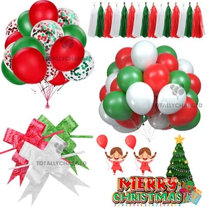 50pcs Merry Christmas Latex Balloons Green & Red Santa Xmas bells Decoration UK - Picture 1 of 31
