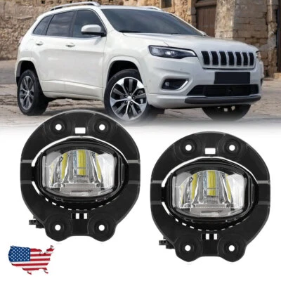 Pair Left Right Side LED Front Bumper Fog Light Lamp For 2019-2022 Jeep Cherokee - Image 1 of 4