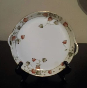 Plato para servir pastel floral vintage de Nipon China manijas de oro ¿miel pintada a mano? - Imagen 1 de 4