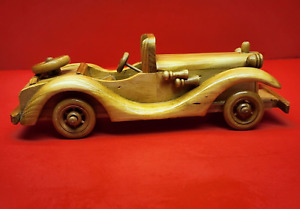 Handcrafted Primitive Wood Toy Antique Roadster Coupe Car Complete