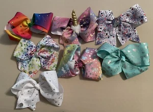 Lot Of 7 Jojo Siwa Girls Hair Accessories Large Bows, Unicorns, Multi-Colors - Picture 1 of 5