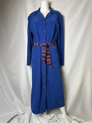 VINTAGE WHITE STAG SIZE LARGE STUNNING BLUE BUTTON DOWN DRESS W BELT - Image 1 of 4