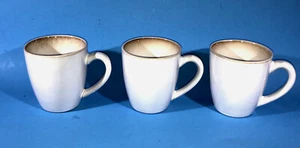 GIBSON MUGS, CUPS ELITE LAWSON ROUND White & Brown Stoneware Set of 3 Perfect! - Picture 1 of 6