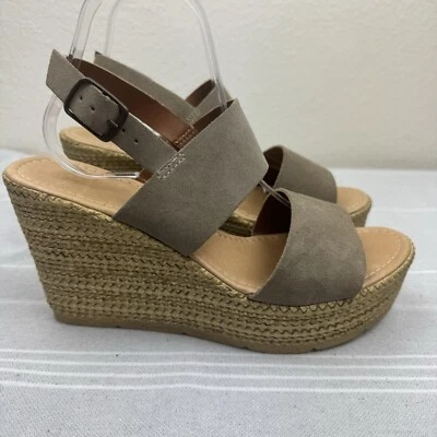 Seychelles Downtime Platform Wedge Sandals Taupe Suede Leather Espadrille 10 - Image 1 of 4