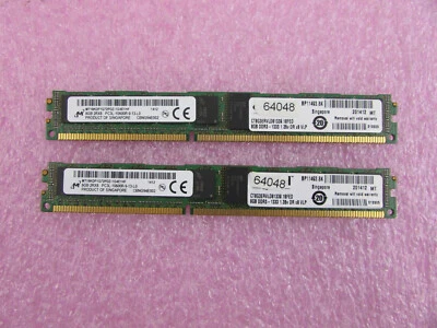 2x Crucial CT8G3ERVLD81339 8GB RDIMM PC3-10600 DDR3-1333 ECC RAM 240-pin Memory - Image 1 of 4