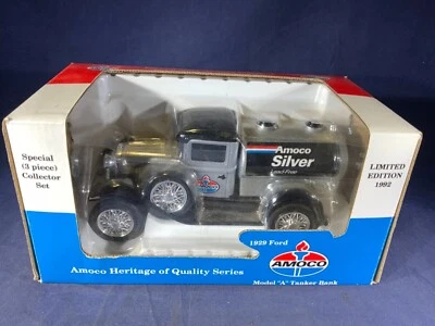V4-40 LIBERTY 1:25 SCALE DIE CAST BANK - 1926 MODAL A TANKER - NIB -AMOCO SILVER - Image 1 of 4