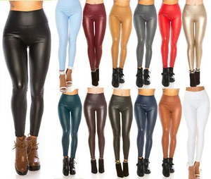 Damen Wetlook Lederlook Thermo Leggings Milax-Fashion - Picture 1 of 107