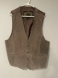 Vintage Global Identity G-III Brown Suede Vest Mens Size XL Biker Western Snap - Picture 1 of 7