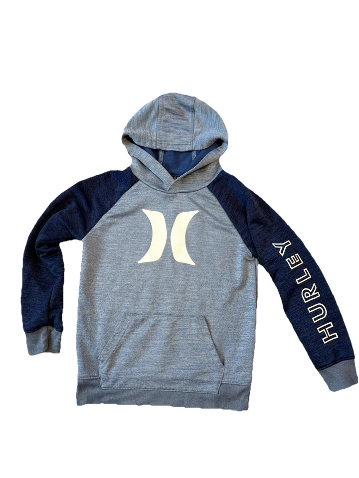 男孩尺寸 7 Hurley 蓝色标志连帽运动衫轻便 — 第 1/3 张图片