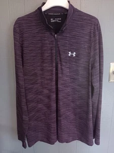 Under Armour Pullover Mens 2XL Purple Quarter Zip Activewear Top Heat Gear - Picture 1 of 5