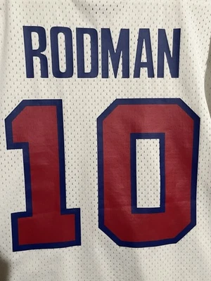 Dennis Rodman #10 Pistons NBA Size 52 XXL White Mitchell & Ness Jersey - Image 1 of 4