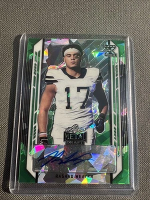 RASHAD WEAVER 2021 Leaf Metal Green Autograph #5/7 TITANS Pitt Panters - Image 1 of 2