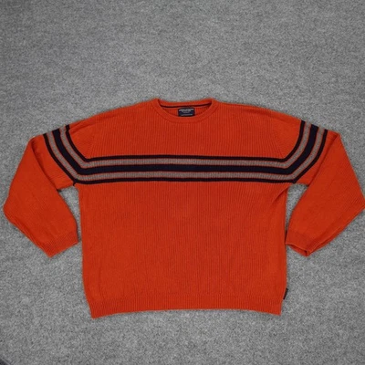 American Eagle Outfitters Sweater Mens 2XL Orange Stripe Crewneck Knit Ribbed - Image 1 of 4