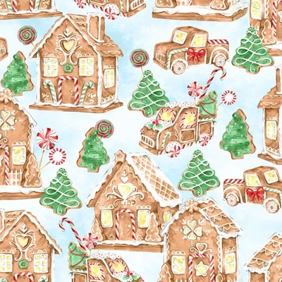 Tela Feline Drive GINGERNEERING Gingerbread Village - Cuarto de grasa (18x22") FQ Foto 1 de 4