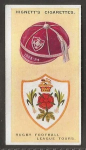 HIGNETT-INTERNATIONAL CAPS AND BADGES 1924-#10- RUGBY FOOTBALL LEAGUE TOURS - Picture 1 of 2