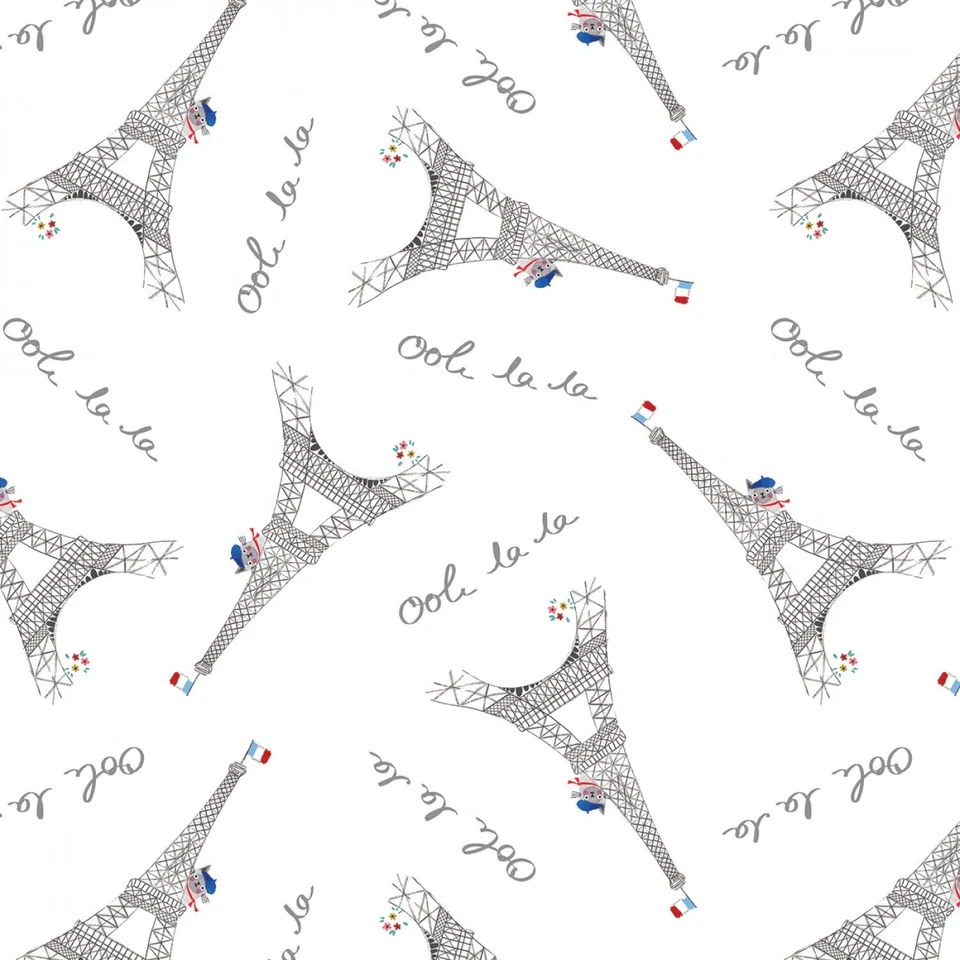 Eiffel Tower, Ooh Lala 44" fabric by Benartex, 16456-09, Cats in Paris, cotton - Image 1 of 1