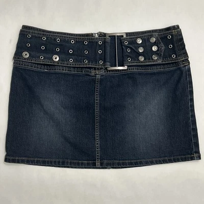 Mini-saia jeans vintage anos 90 Y2K sem limites com cinto júnior tamanho 13 festival faroeste - Imagem 1 de 4