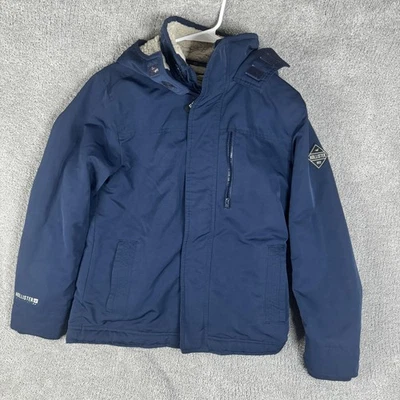 Hollister Jacket Mens XS Navy All-Weather Collection Sherpa Lined Hooded Parka - Image 1 of 4