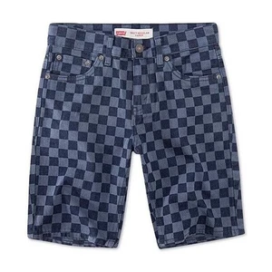Levis 502 Boys Checkerboard Print Taper Fit Denim Shorts Size 16 Regular Check - Picture 1 of 4
