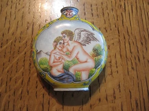 Antike chinesische Emaille auf Kupfer Schnupftabakflasche Akt nackt - Bild 1 von 13