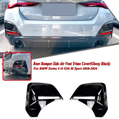 Embellecedores de ventilación de aire lateral de parachoques trasero negro brillante para BMW Serie 4 i4 G26 2020-2024 Foto 1 de 4